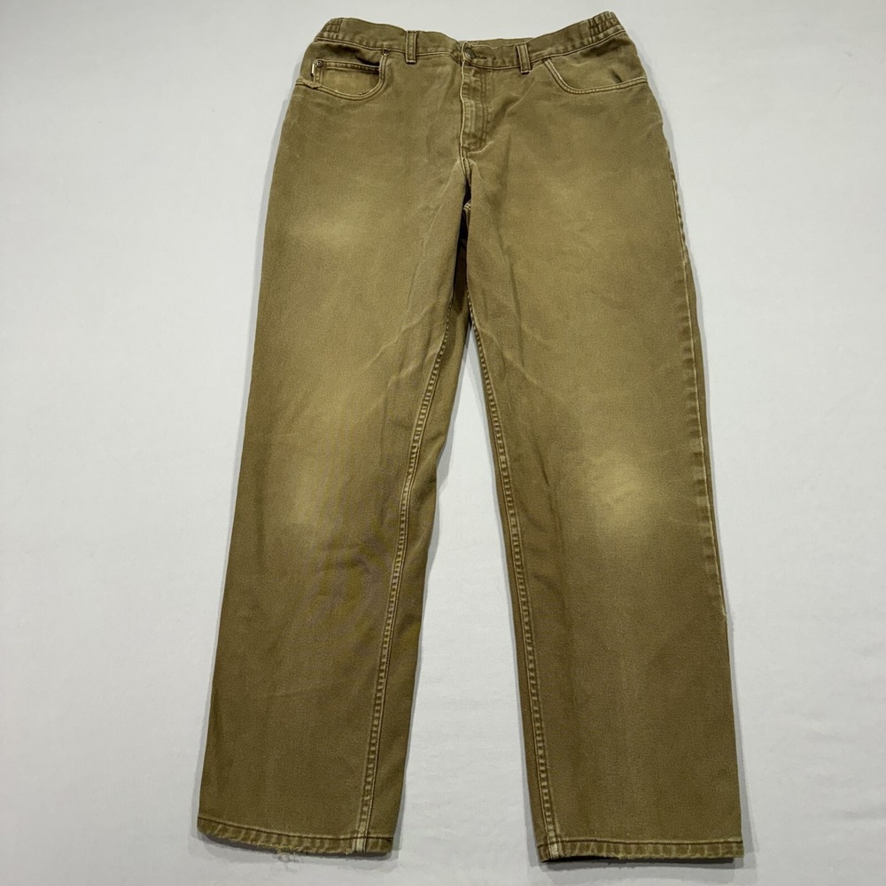 L.L. Bean Jeans Mens 37x34 Brown Tan Double L Comfort Waist Medium Wash Denim